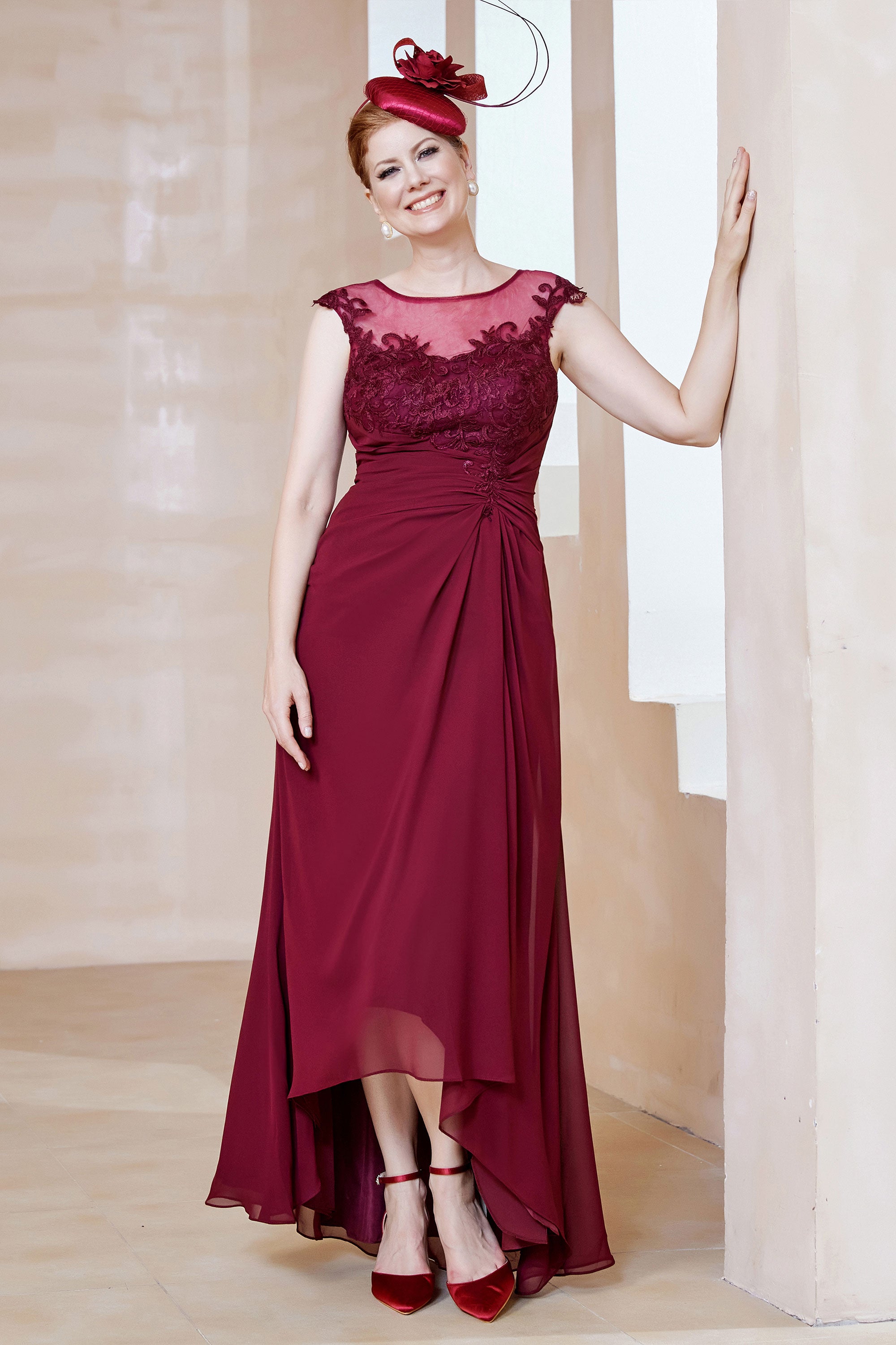 Vestidos de chiffon con tirantes finos y lazo de cinturón Salvia Tallas Grandes main image 1